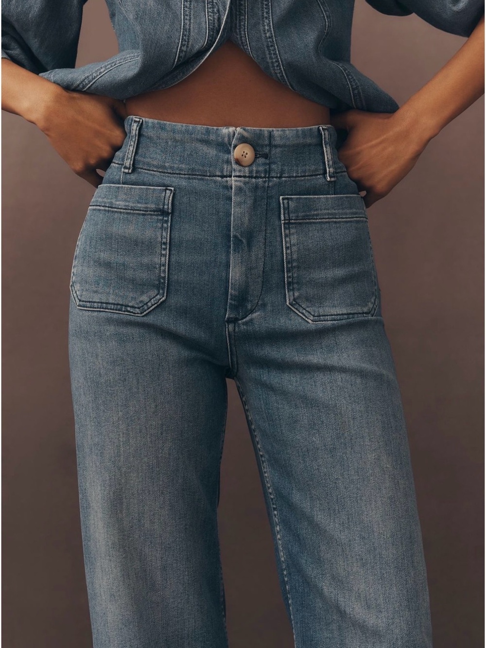 Maeve The Collette Cropped High-Rise Wide-Leg Jean Size 27 Anthropologie Stretch - Picture 3 of 15